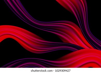 Wavy Abstraction in Red and Purple Colors. Trendy Background with Wavy Material. Wavy Abstraction for Web Design, Presentation, Wallpaper, Card, Banner, Flyer, Poster. Vector Illustration.