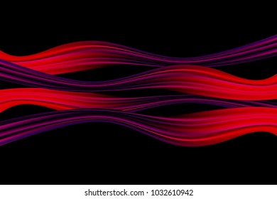 Wavy Abstraction in Red and Purple Colors. Trendy Background with Wavy Material. Wavy Abstraction for Web Design, Presentation, Wallpaper, Card, Banner, Flyer, Poster. Vector Illustration.