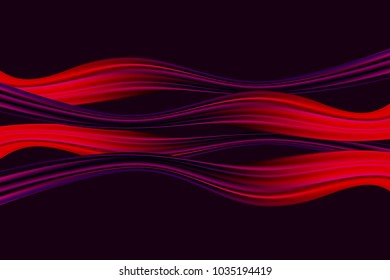 Wavy Abstraction in Red and Purple Colors. Trendy Background with Wavy Material. Wavy Abstraction for Web Design, Presentation, Wallpaper, Card, Banner, Flyer, Poster. Vector Illustration.
