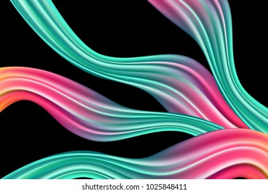 Wavy Abstraction. Wave Liquid. Trendy Background with Wavy Material. Wavy Abstraction for Web Design, Presentation, Wallpaper, Card, Banner, Flyer, Poster. Abstract Illustration with Wavy Lines.