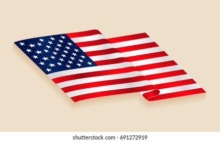 Wavy American flag.USA flag icon.