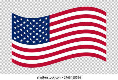 Wavy American Flag Vector. Wavy Flag Of America.