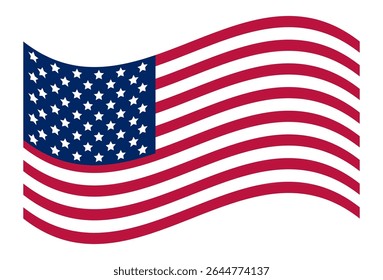 Wavy american flag is waving on plain white background, perfect for celebrating United States holidays like Independence, Memorial, President's, Labor and Columbus Day