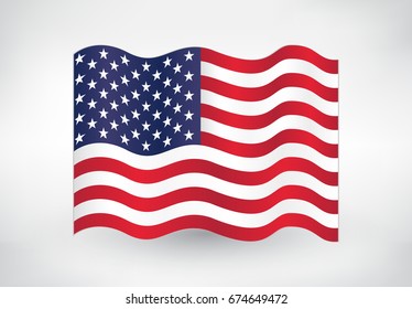 Wavy American Flag.Flag Of USA.