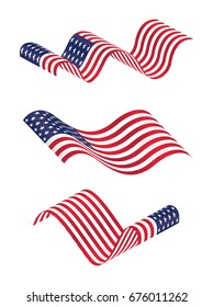 Wavy American flag.Flag of USA.