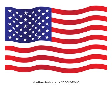 Wavy American Flag.Vector USA Flag.