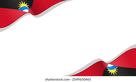 wavy antigua and barbuda flag frame background with copy space for text. national day