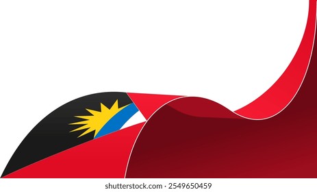 wavy antigua and barbuda flag ribbon background with copy space for text. suitable for national day