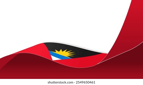 wavy  antigua and barbuda flag ribbon background with copy space for text. antigua and barbuda national day