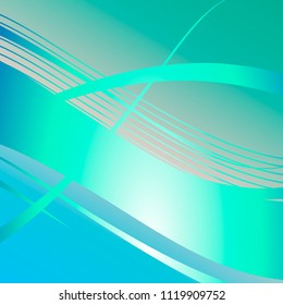 Wavy aquamarine lines. Abstract vector background. Ready template for your design