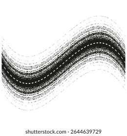 Wellenbogen-Sweep. Schwarze Flüssigkeitsbewegung. Symbol für dynamische Kurve. Vektorgrafik-Element.
