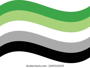 Wavy Aromantic Pride Flag Isolated in White