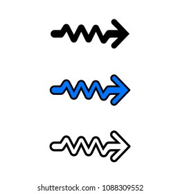 Wavy arrow icon, isolated on white background