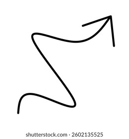 wavy arrow icon isolated on white background