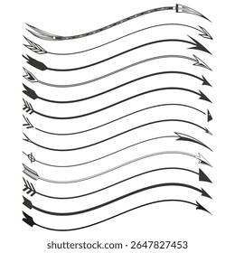 Wavy arrow pattern. Right direction flow. Vector curved motion. Monochrome stream lines.
