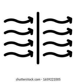 Wavy arrows of heat icon. Outline wavy arrows of heat vector icon for web design isolated on white background