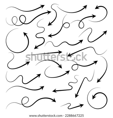 Wavy arrows isolated on white background