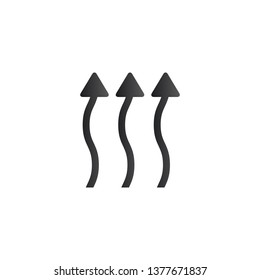 Wavy Up Arrows, Upward curvy arrows. heat arrows, steam moving up. Vector illustration isolated on white background.