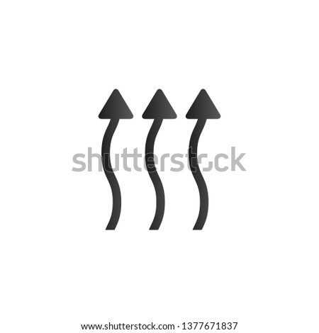 Wavy Up Arrows, Upward curvy arrows. heat arrows, steam moving up. Vector illustration isolated on white background.