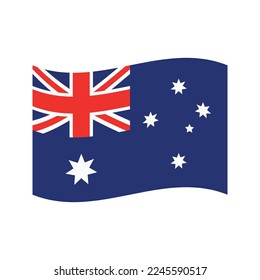 Bandera australiana ondulada. Día de Australia. Símbolo nacional - Diseño azul australiano. Bandera nacional y el Estado firman para Australia. 