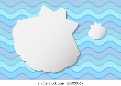 Wavy background with abstract seashell - place for text. Vector illustration.