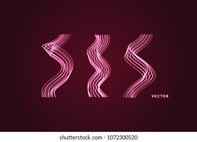 Wavy background. Array with dynamic particles. Composition with motion effect. 3d technology style. Vector illustration.