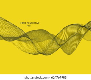 Wavy Hintergrund für Banner, Flyer, Buchumschlag, Poster. Dynamischer Effekt. 3D-Perspektivraster. Abstrakte Vektorgrafik mit Punkten. Netzdesign mit Teilchen.