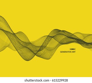 Wavy background for banner, flyer, book cover, poster. Dynamic effect. 3d perspective grid. Abstract vector illustration with dots. Network design with particle.
