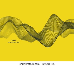 Fondo ondulado para banner, volante, portada de libro, afiche. Efecto dinámico. Cuadrícula de 3d perspectiva. Ilustración vector abstracta con puntos. Diseño de red con partícula. 