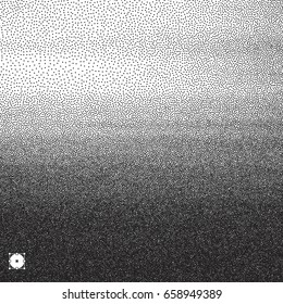 Wavy background. Black and white grainy dotwork design. Pointillism pattern. Stippled vector illustration.