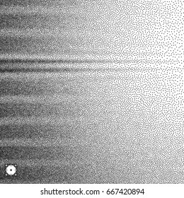 Wavy background. Black and white grainy design. Pointillism pattern. Stippling effect. Vector illustration.