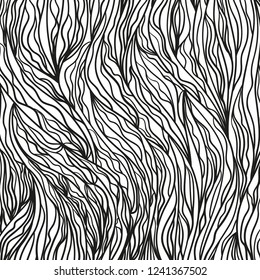 Wavy background. Hand drawn waves. Stripe abstract texture with many lines. Waved pattern. Black and white illustration for banners, flyers or posters