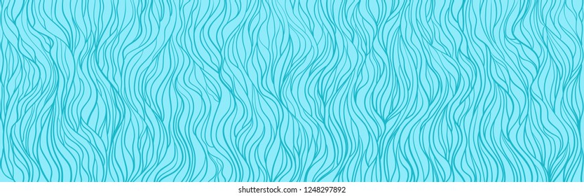 Wavy background. Hand drawn waves. Seamless wallpaper on horizontally surface. Stripe texture with many lines. Waved pattern. Colored illustration for banners, flyers or posters