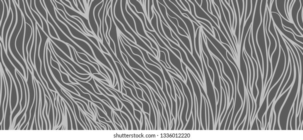 Wavy background. Hand drawn waves. Stripe abstract texture with many lines. Waved pattern. Black and white illustration for banners, flyers or posters
