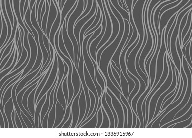 Wavy background. Hand drawn waves. Abstract wallpaper on surface. Stripe texture with many lines. Waved pattern. Line art. Black and white illustration