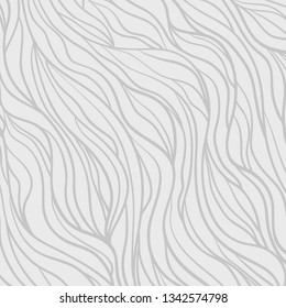 Wavy background. Hand drawn waves. Abstract wallpaper on surface. Stripe texture with many lines. Waved pattern. Line art. Black and white illustration