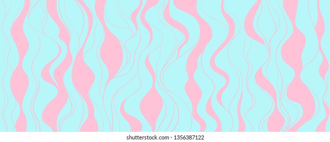 Wavy background. Hand drawn waves. Seamless wallpaper on horizontally surface. Stripe texture with many lines. Waved pattern. Colored illustration for banners, flyers or posters