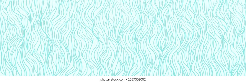 Wavy background. Hand drawn waves. Seamless wallpaper on horizontally surface. Texture with many lines. Waved pattern. Line art. Print for banners, flyers or posters