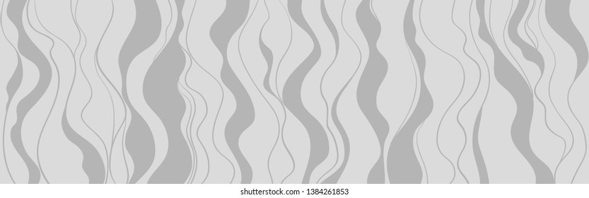 Wavy background. Hand drawn waves. Seamless wallpaper on horizontally surface. Stripe texture with many lines. Waved pattern. Black and white illustration