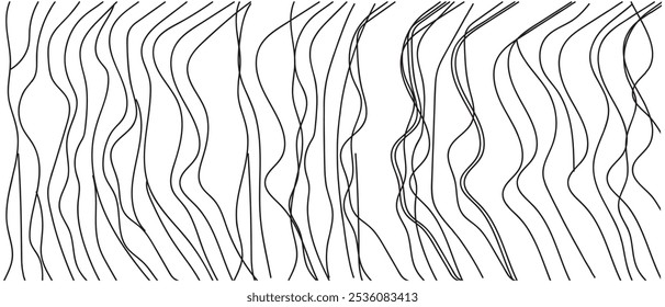 Fundo ondulado. Ondas desenhadas à mão. Papel de parede sem costura na superfície horizontal. Textura da faixa com muitas linhas. Padrão ondulado. Ilustração colorida para banners, folhetos ou cartazes