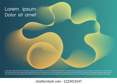 Wavy background for landing concept. Abstract twisted smooth shape. Landing page template vector illustration. Minimal geometric background. Dynamic shape composition Eps10 vector in turquoise, orange