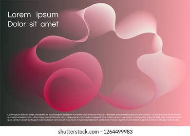 Wavy background for landing concept. Abstract twisted smooth shape. Landing page template vector illustration. Minimal geometric background. Dynamic shape composition Eps10 vector in black, pink