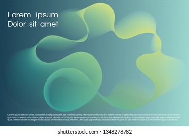 Wavy background for landing concept. Abstract twisted smooth shape. Landing page template vector illustration. Minimal geometric background. Dynamic shape composition Eps10 vector in turquoise, blue