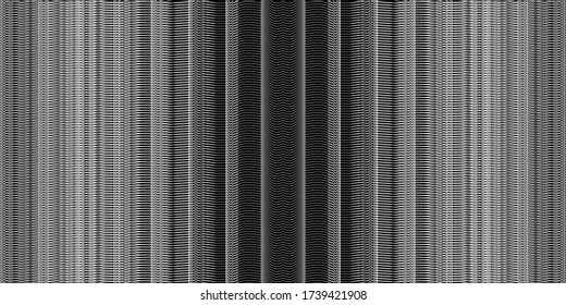 Wavy background of lines. Monochrome dynamic surface with effect of optical illusion. Vector.