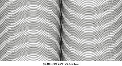 Fondo ondulado de las líneas. Superficie dinámica monocromática con efecto de ilusión óptica. Vector.
