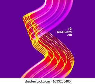 Wavy background with motion effect. 3d technology style. Vector illustration.