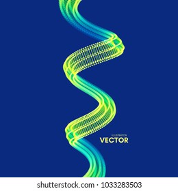 Wavy background with motion effect. 3d technology style. Vector illustration.