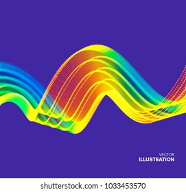 Wavy background with motion effect. 3d technology style. Vector illustration.