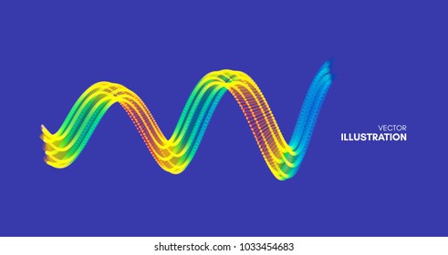 Wavy background with motion effect. 3d technology style. Vector illustration.