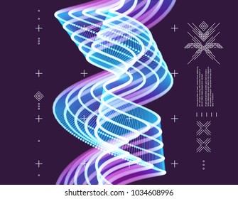 Wavy background with motion effect. 3d technology style. Vector illustration.